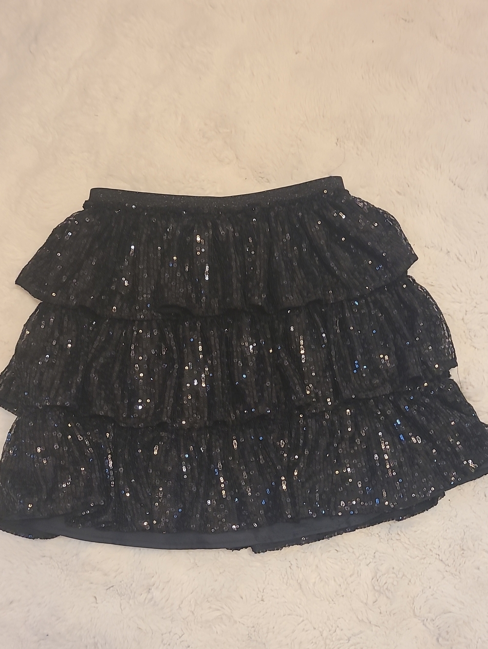 Cat & Jack - Black Sequin Tiered Mini Skirt - Girl sz 14/16